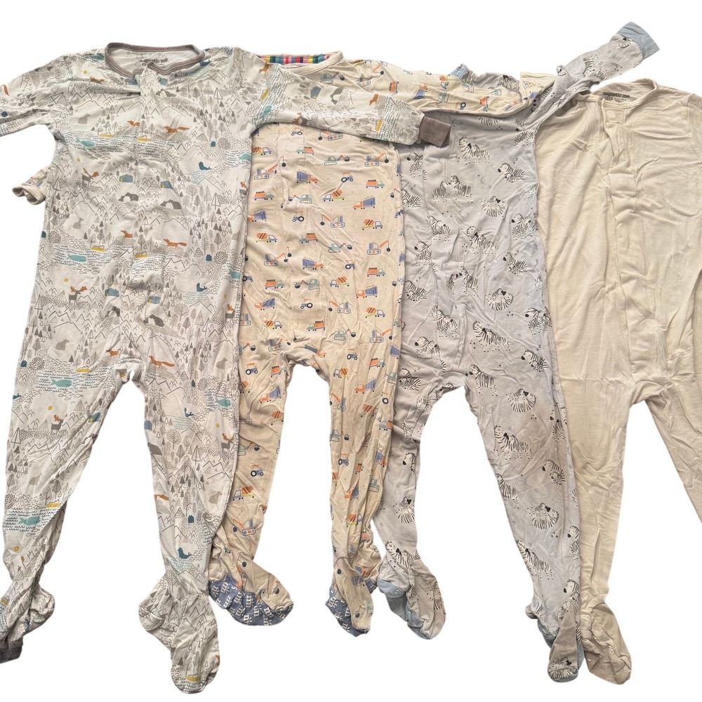 Magnetic Me Lot of 4 Footie Pajamas 12-18 Months Modal Magnetic Closure Mixed